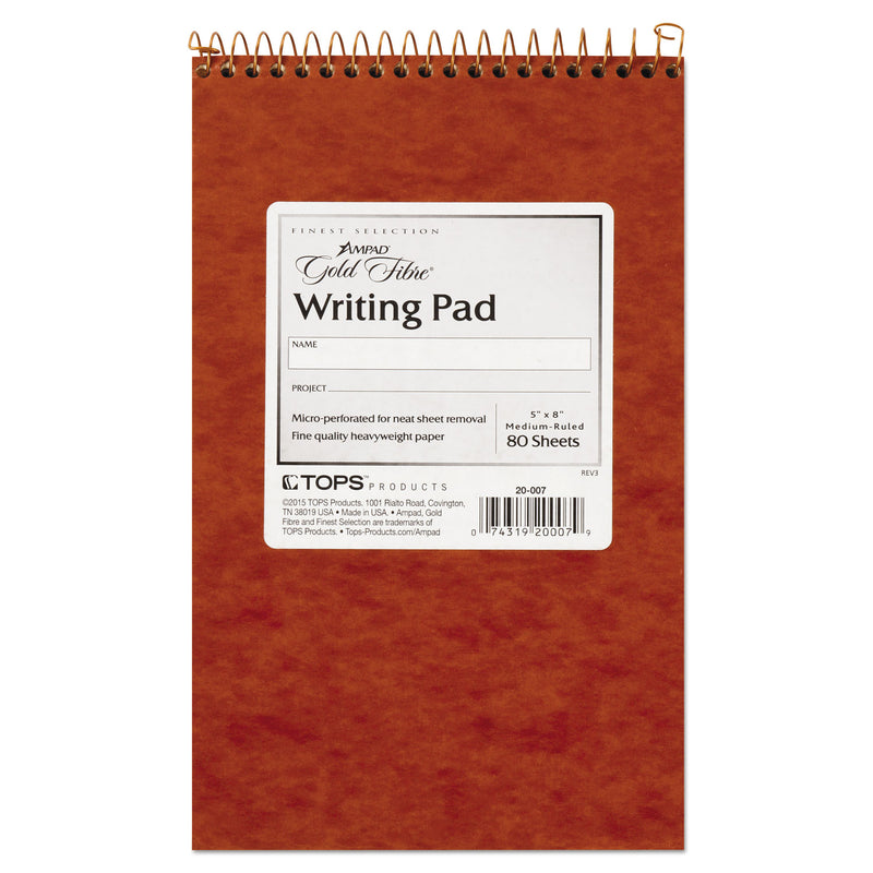 Ampad Gold Fibre Retro Wirebound Writing Pads, Medium/College Rule, Red Cover, 80 Antique Ivory 5 x 8 Sheets