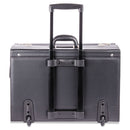 STEBCO Rolling Catalog Case, Fits Devices Up to 18.4", Leather/Riveted Steel/Tufide, 21.75 x 9.75 x 15.5, Black
