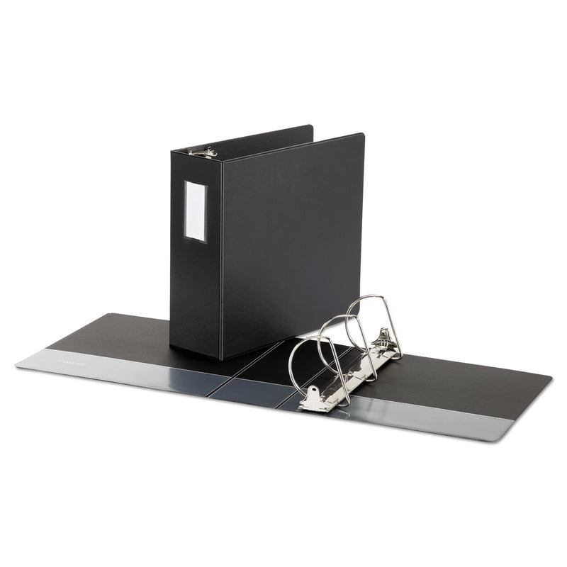Universal Deluxe Non-View D-Ring Binder with Label Holder, 3 Rings, 4" Capacity, 11 x 8.5, Black