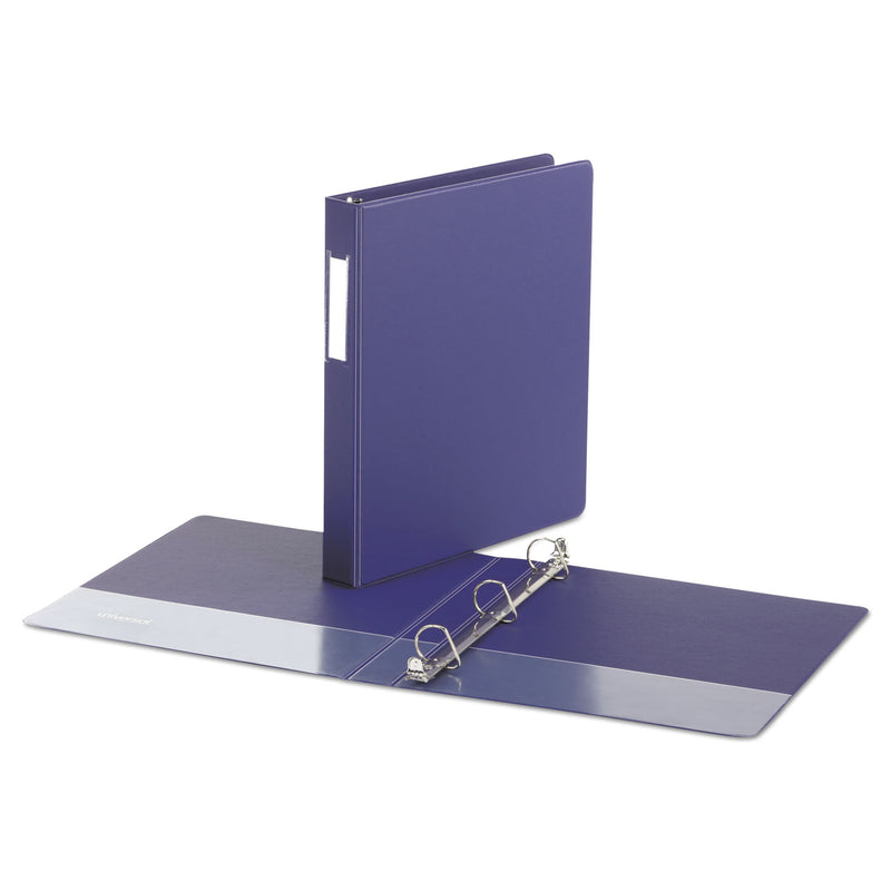 Universal Deluxe Non-View D-Ring Binder with Label Holder, 3 Rings, 1" Capacity, 11 x 8.5, Navy Blue