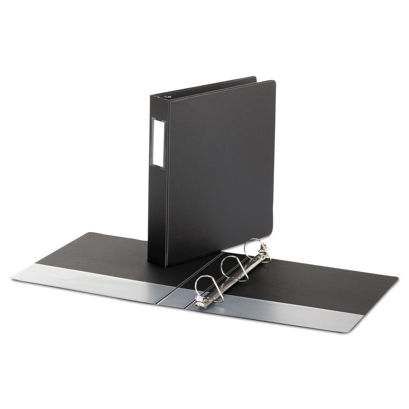 Universal Deluxe Non-View D-Ring Binder with Label Holder, 3 Rings, 1.5" Capacity, 11 x 8.5, Black