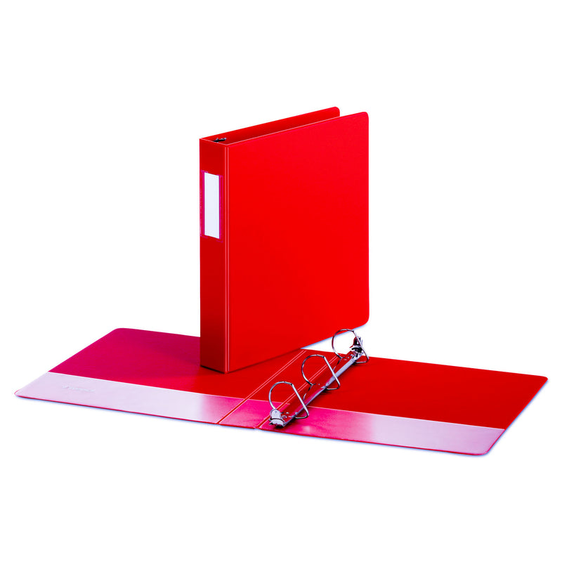 Universal Deluxe Non-View D-Ring Binder with Label Holder, 3 Rings, 1.5" Capacity, 11 x 8.5, Red