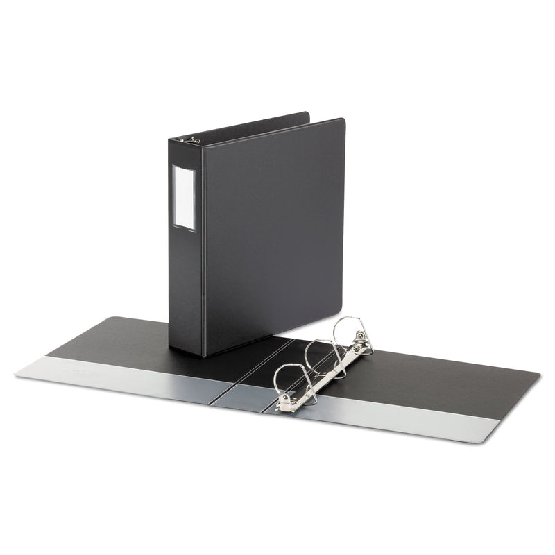 Universal Deluxe Non-View D-Ring Binder with Label Holder, 3 Rings, 2" Capacity, 11 x 8.5, Black