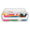 deflecto Stackable Caddy Organizer with S, M and L Containers, Plastic, 10.5 x 14 x 6.5, White Caddy/Clear Containers