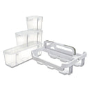 deflecto Stackable Caddy Organizer with S, M and L Containers, Plastic, 10.5 x 14 x 6.5, White Caddy/Clear Containers