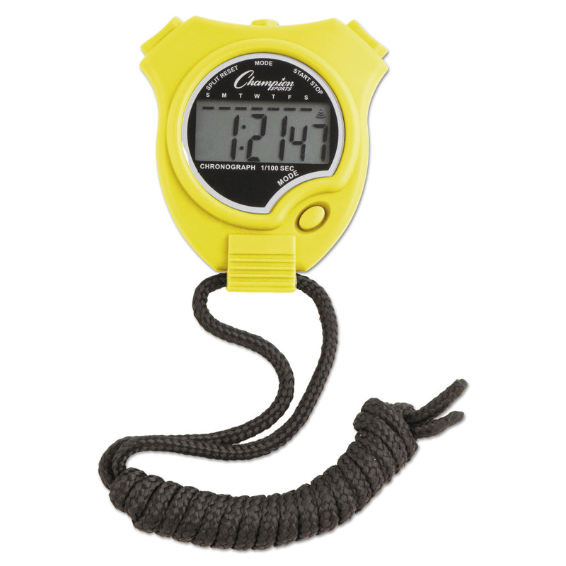 Champion Sports Water-Resistant Stopwatches, Accurate to 1/100 Second, Assorted Colors, 6/Box