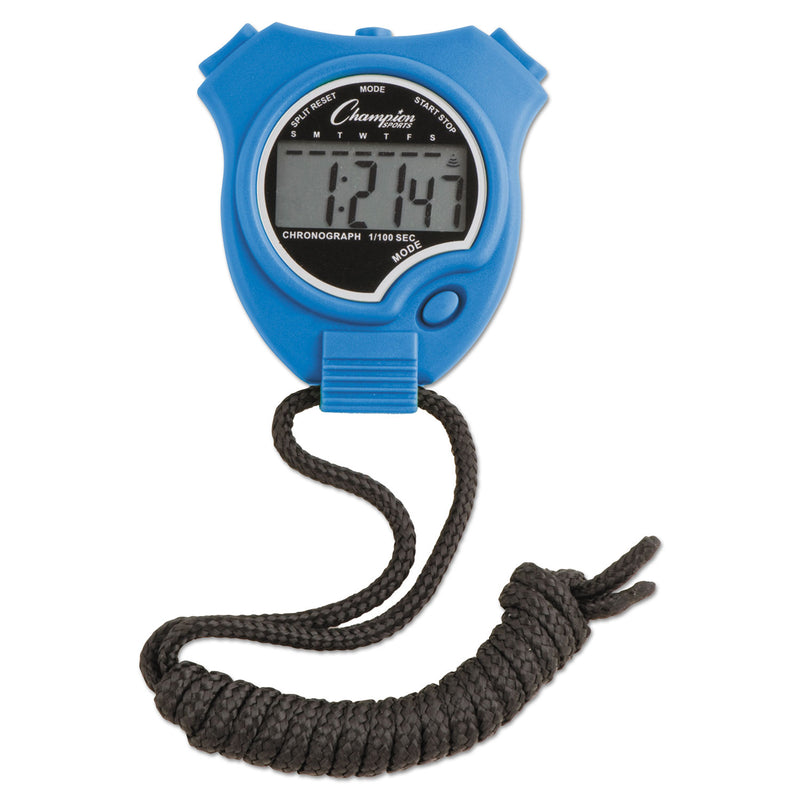 Champion Sports Water-Resistant Stopwatches, Accurate to 1/100 Second, Assorted Colors, 6/Box