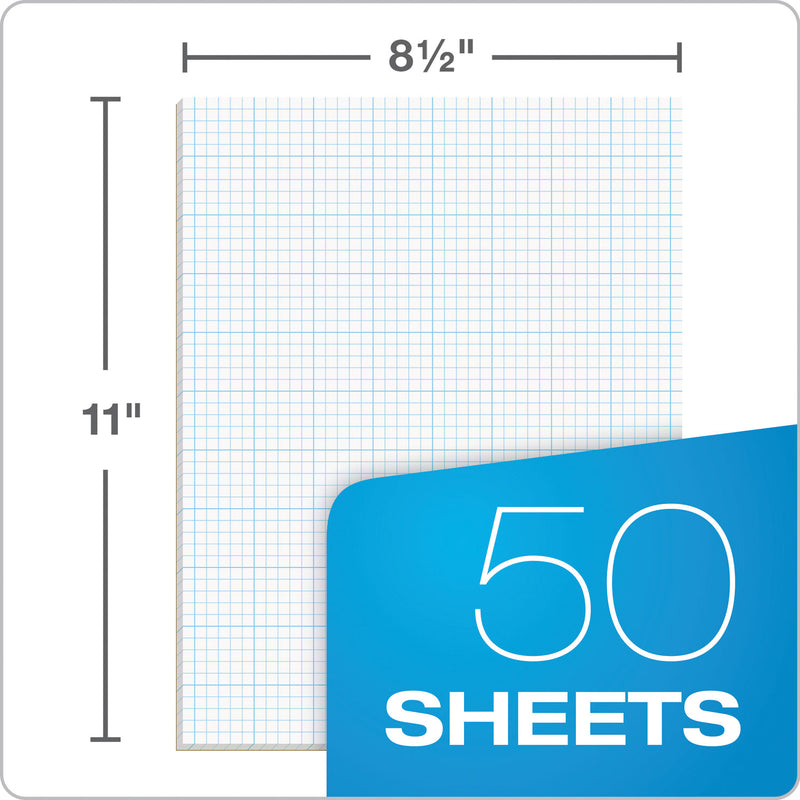 TOPS Cross Section Pads, Cross-Section Quadrille Rule (8 sq/in, 1 sq/in), 50 White 8.5 x 11 Sheets