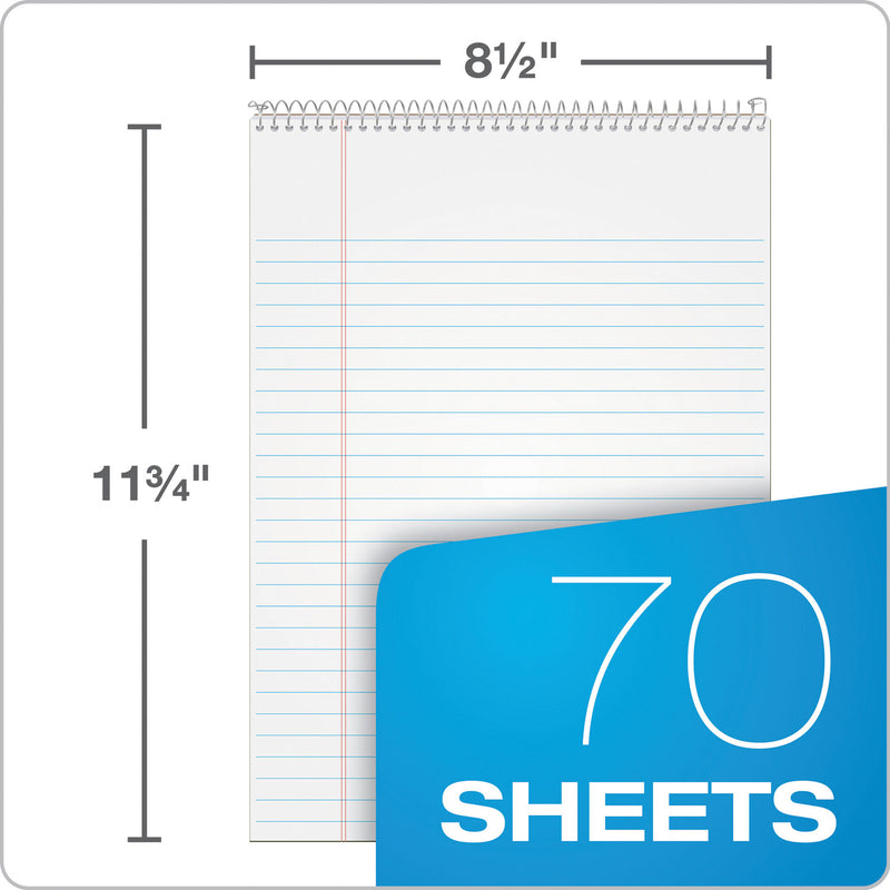 TOPS Docket Ruled Wirebound Pad with Cover, Wide/Legal Rule, Blue Cover, 70 White 8.5 x 11.75 Sheets