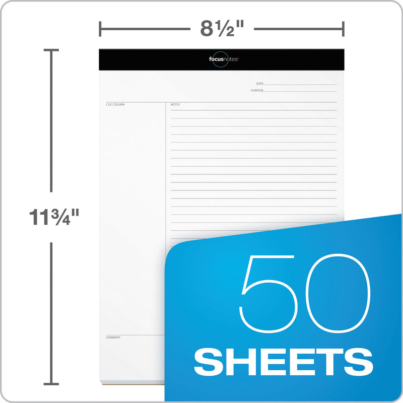 TOPS FocusNotes Legal Pad, Meeting-Minutes/Notes Format, 50 White 8.5 x 11.75 Sheets