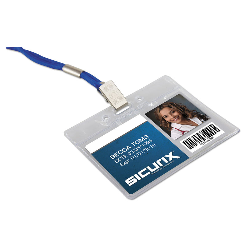 SICURIX Sicurix Vinyl Badge Holder, 4 x 3, Clear, 50/Pack