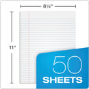 TOPS "The Legal Pad" Glue Top Pads, Wide/Legal Rule, 50 White 8.5 x 11 Sheets, 12/Pack