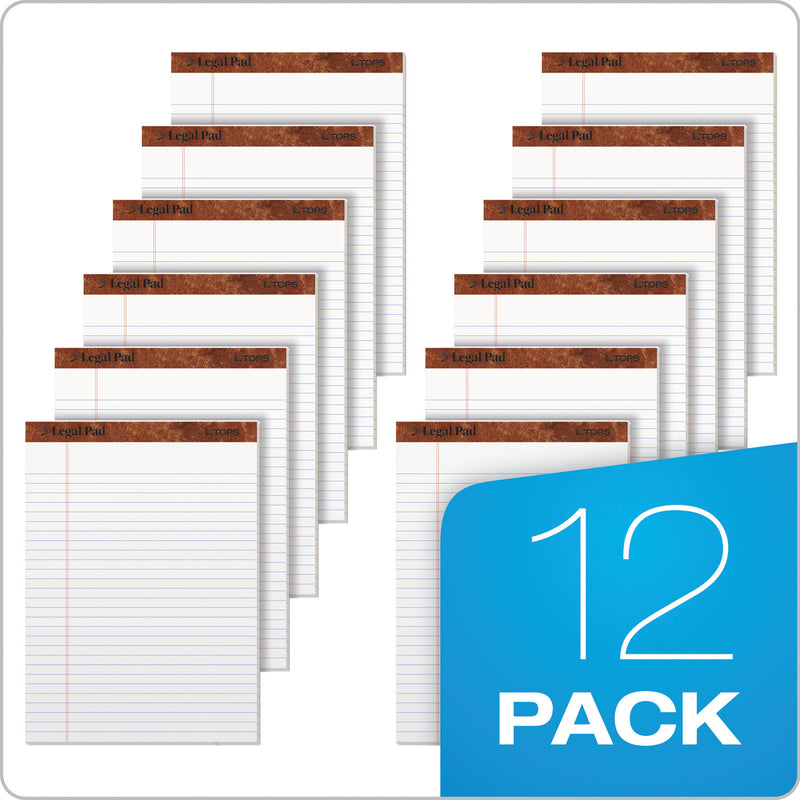 TOPS "The Legal Pad" Ruled Perforated Pads, Wide/Legal Rule, 50 White 8.5 x 11.75 Sheets, Dozen