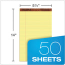 TOPS "The Legal Pad" Plus Ruled Perforated Pads with 40 pt. Back, Wide/Legal Rule, 50 Canary-Yellow 8.5 x 14 Sheets, Dozen