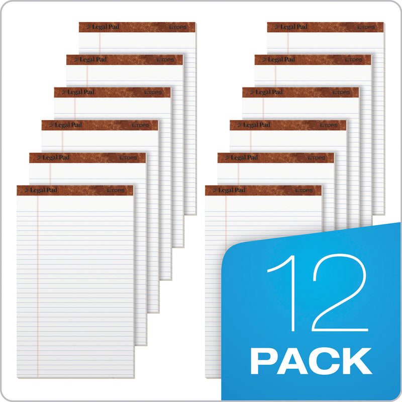 TOPS "The Legal Pad" Ruled Perforated Pads, Wide/Legal Rule, 50 White 8.5 x 14 Sheets, Dozen