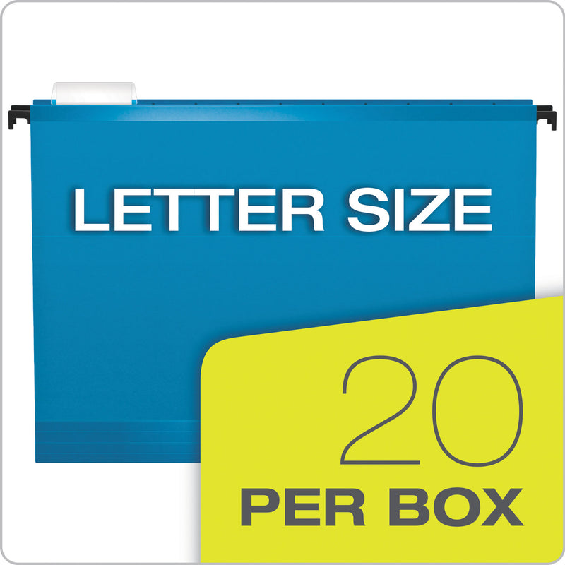 Pendaflex Extra-Capacity SureHook Hanging Folders, 2" Capacity, Letter Size, 1/5-Cut Tabs, Assorted Colors, 20/Box