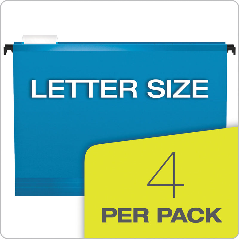 Pendaflex SureHook Hanging Pocket File, Letter Size, 1/5-Cut Tabs, Assorted Colors, 4/Pack