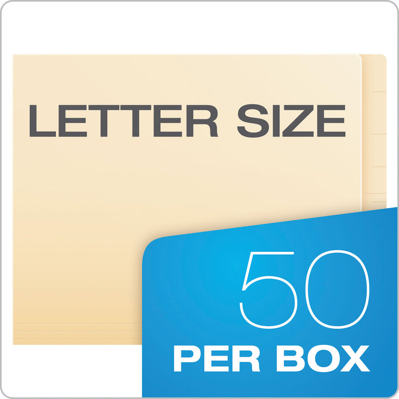 Pendaflex SmartShield End Tab Fastener Folders, 1 Fastener, Letter Size, Manila Exterior, 50/Box