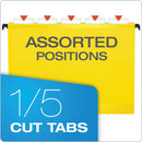 Pendaflex SureHook Hanging Folders, Letter Size, 1/5-Cut Tabs, Yellow, 20/Box