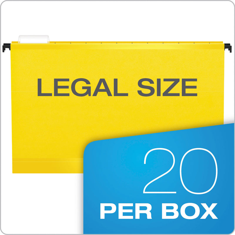 Pendaflex SureHook Hanging Folders, Legal Size, 1/5-Cut Tabs, Yellow, 20/Box