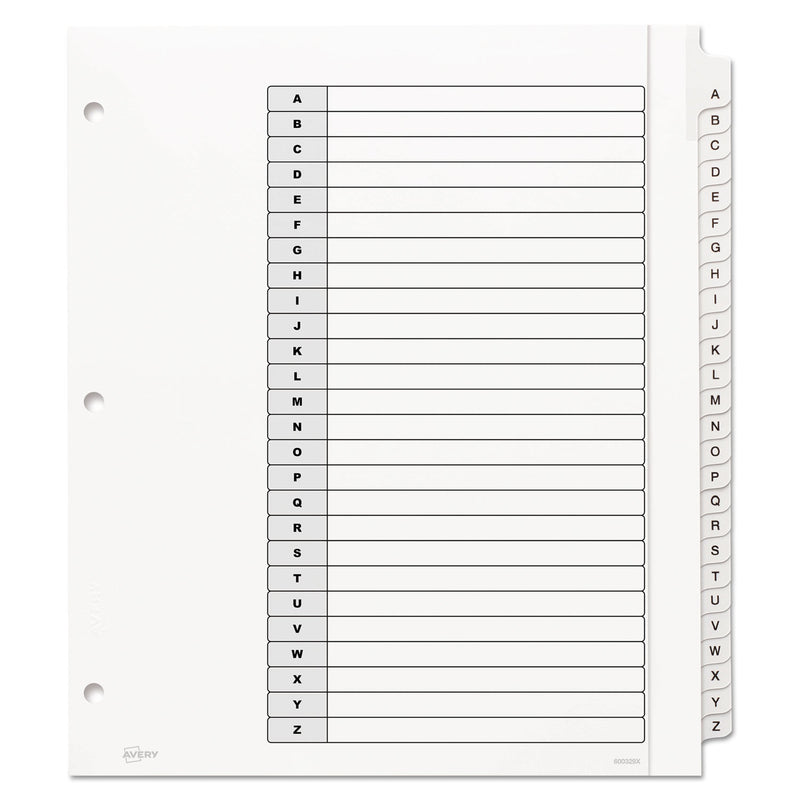 Avery Customizable TOC Ready Index Black and White Dividers, 26-Tab, A to Z, 11 x 9.25, 1 Set