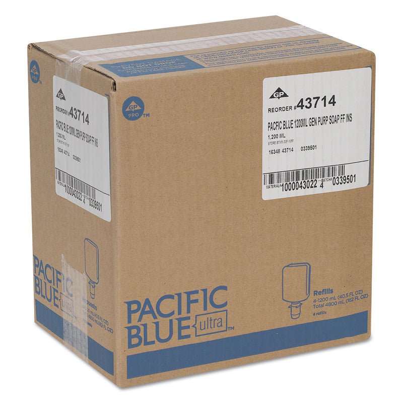 Georgia Pacific Pacific Blue Ultra Foam Soap Manual Dispenser Refill, Fragrance-Free, 1,200 mL, 4/Carton