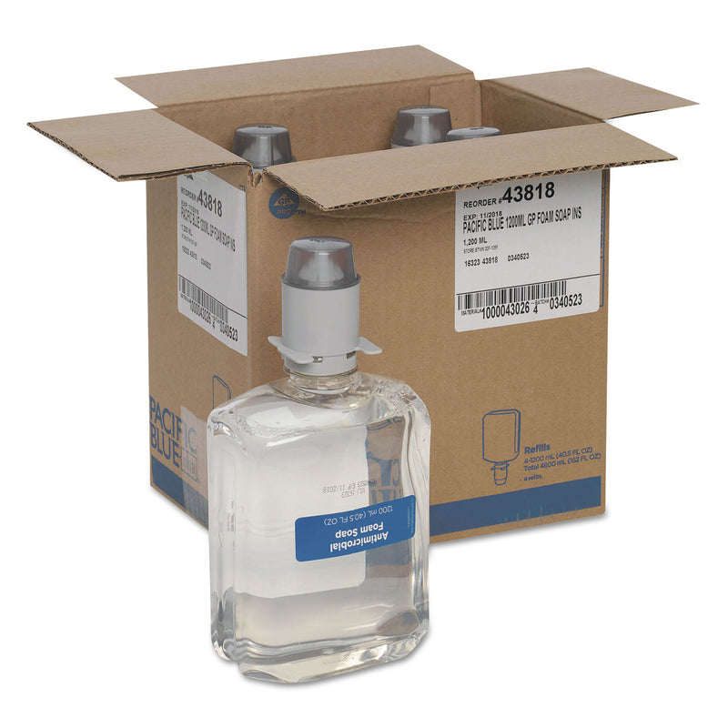 Georgia Pacific Pacific Blue Ultra Foam Soap Manual Dispenser Refill, Antimicrobial, Unscented, 1,200 mL, 4/Carton