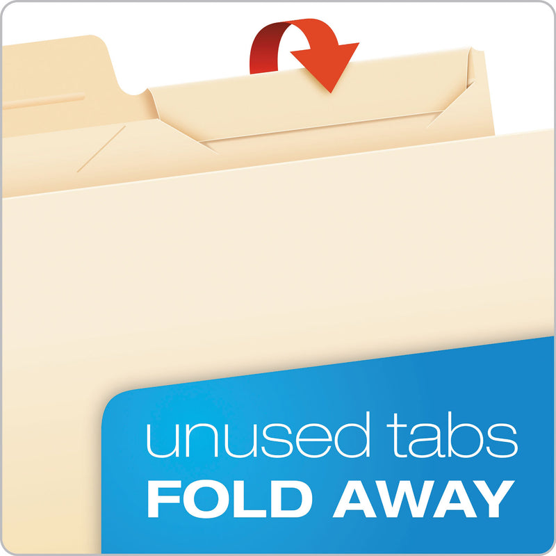 Pendaflex Ready-Tab Reinforced File Folders, 1/3-Cut Tabs: Assorted, Letter Size, Manila, 50/Pack