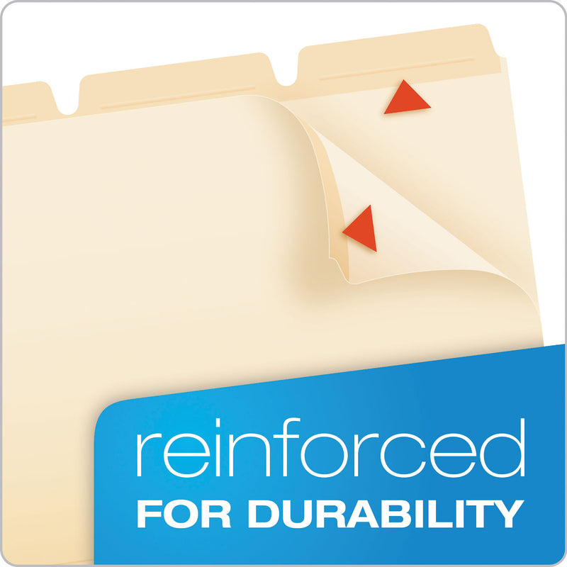 Pendaflex Ready-Tab Reinforced File Folders, 1/3-Cut Tabs: Assorted, Letter Size, Manila, 50/Pack