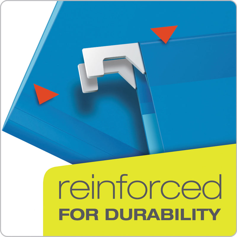 Pendaflex Ready-Tab Colored Reinforced Hanging Folders, Letter Size, 1/5-Cut Tabs, Blue, 25/Box