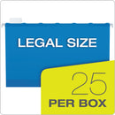 Pendaflex SureHook Reinforced Extra-Capacity Hanging Box File, 1 Section, 3" Capacity, Legal Size, 1/5-Cut Tabs, Blue, 25/Box