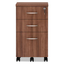 Alera Valencia Series Mobile Pedestal File, Left/Right, 3-Drawer: Box/Box/File, Legal/Letter, Walnut, 15.88 x 20.5 x 28.38