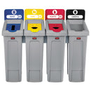 Rubbermaid Slim Jim Recycling Station Kit, 92 gal, 4-Stream Landfill/Paper/Plastic/Cans