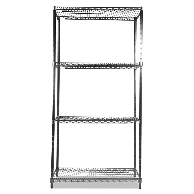 Alera Wire Shelving Starter Kit, Four-Shelf, 36w x 18d x 72h, Black Anthracite