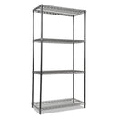 Alera Wire Shelving Starter Kit, Four-Shelf, 36w x 18d x 72h, Black Anthracite