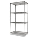 Alera Wire Shelving Starter Kit, Four-Shelf, 36w x 18d x 72h, Black Anthracite