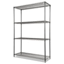 Alera Wire Shelving Starter Kit, Four-Shelf, 48w x 18d x 72h, Black Anthracite