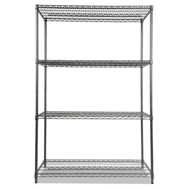 Alera Wire Shelving Starter Kit, Four-Shelf, 48w x 24d x 72h, Black Anthracite