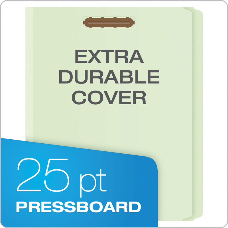 Pendaflex Heavy-Duty Pressboard Folders w/ Embossed Fasteners, Letter Size, Green, 25/Box