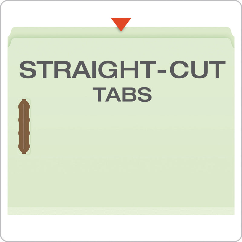 Pendaflex Heavy-Duty Pressboard Folders w/ Embossed Fasteners, Letter Size, Green, 25/Box