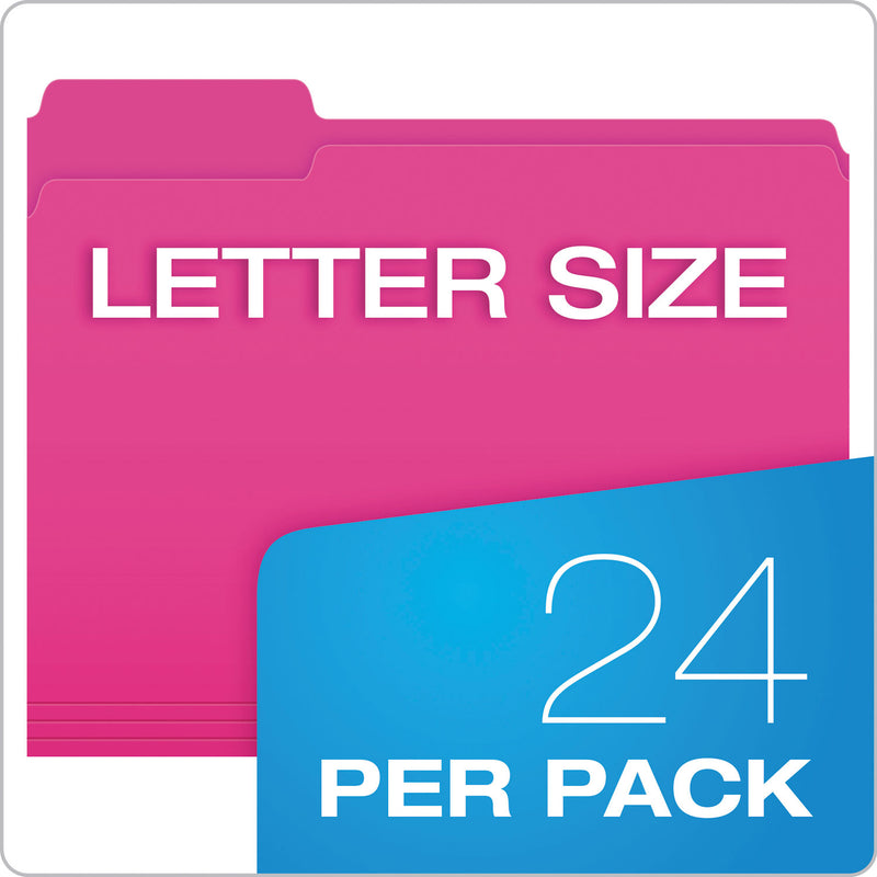 Pendaflex Glow File Folders, 1/3-Cut Tabs: Assorted, Letter Size, 0.75" Expansion, Assorted Colors, 24/Pack