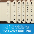 Pendaflex General Purpose Indexed Sorter, 31 Dividers, Alpha/Numeric/Month/Date/Day Index, Letter Size, Brown Frame