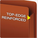 Pendaflex Heavy-Duty End Tab File Pockets, 3.5" Expansion, Letter Size, Red Fiber, 10/Box