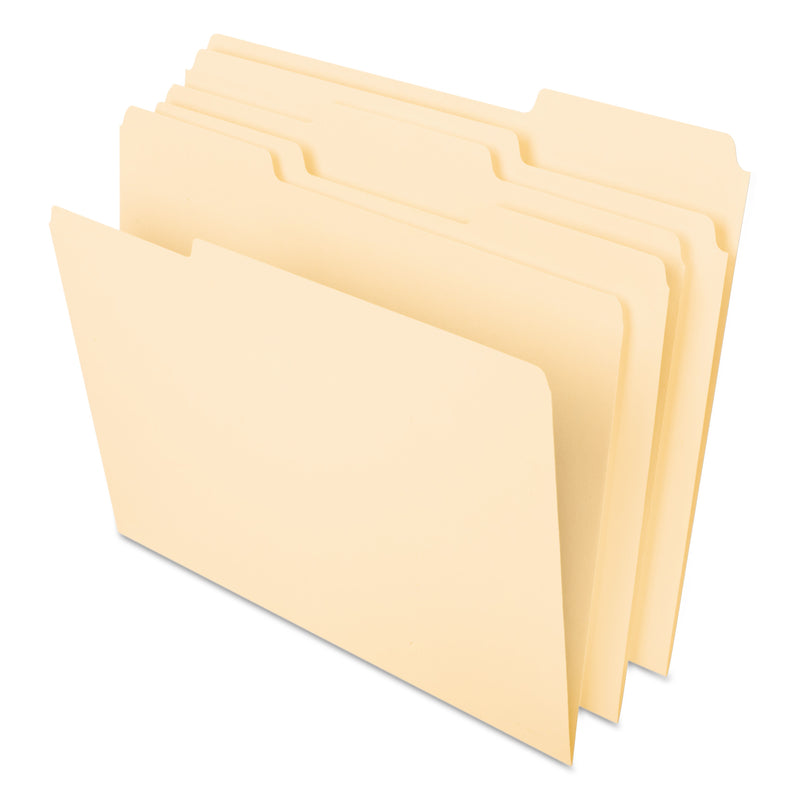 Pendaflex Interior File Folders, 1/3-Cut Tabs: Assorted, Letter Size, Manila, 100/Box