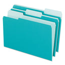 Pendaflex Interior File Folders, 1/3-Cut Tabs: Assorted, Letter Size, Aqua, 100/Box