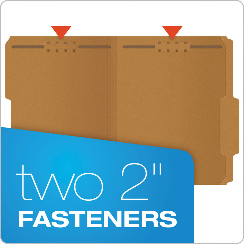 Pendaflex Kraft Fastener Folders, 2/5-Cut Tabs: Right of Center, 2 Fasteners, Letter Size, Kraft Exterior, 50/Box