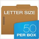 Pendaflex Kraft Fastener Folders, 2/5-Cut Tabs: Right of Center, 2 Fasteners, Letter Size, Kraft Exterior, 50/Box