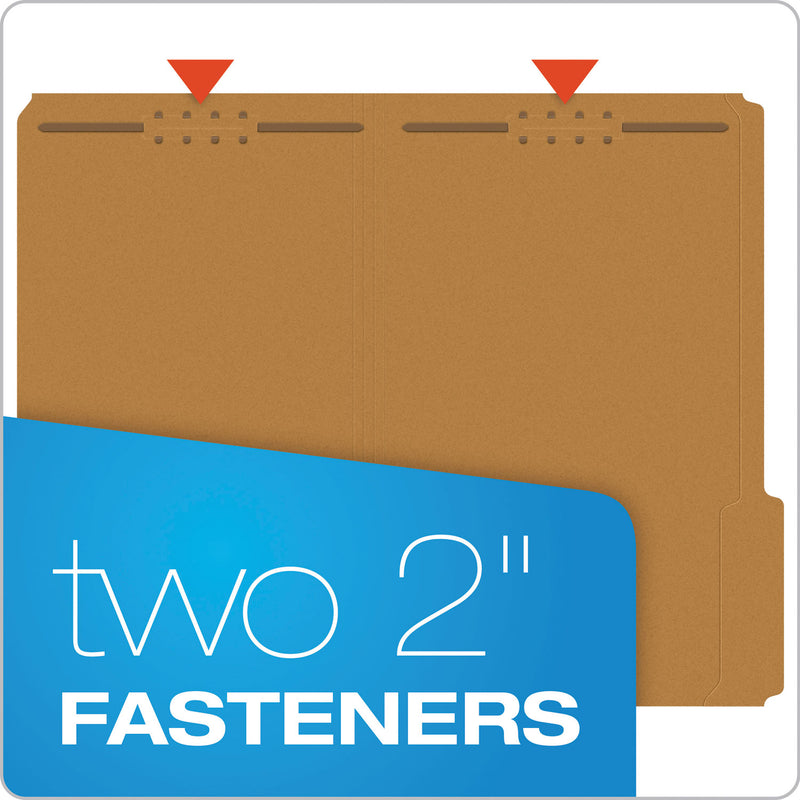 Pendaflex Kraft Fastener Folders, 1/3-Cut Tabs: Assorted, 2 Fasteners, Legal Size, Kraft Exterior, 50/Box