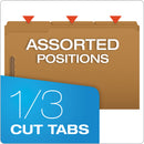 Pendaflex Kraft Fastener Folders, 1/3-Cut Tabs: Assorted, 2 Fasteners, Legal Size, Kraft Exterior, 50/Box