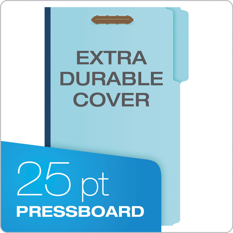 Pendaflex Heavy-Duty Pressboard Folders with Embossed Fasteners, Legal Size, Blue, 25/Box
